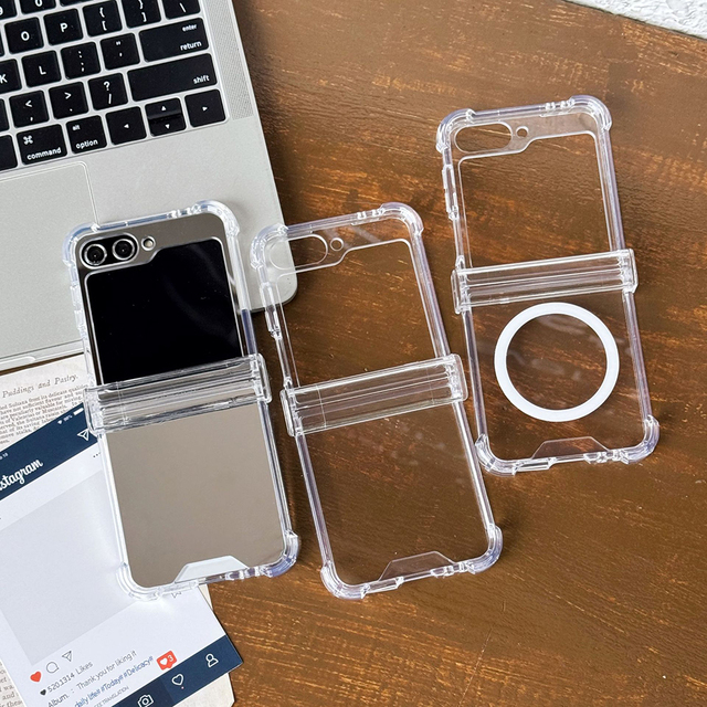 Foldable Mobile Phone Case for Z Flip 3/4/5/6/7 Rotating Shaft Hinge Full Cover Magnetic Shockproof TPU+PC Electroplate