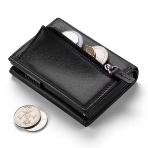 Porte-cartes de crédit RFID en aluminium à trois volets en tissu imperméable, sans fermeture, style Normcore/Minimaliste - Product Image 4