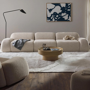 Nordic Simple One Seat Small Apartment Living Room Straight Row Teddy Fleece Fabric <strong>Sofa</strong> Villa Designer New Minimalist <strong>Cream</strong> - Product Image 3