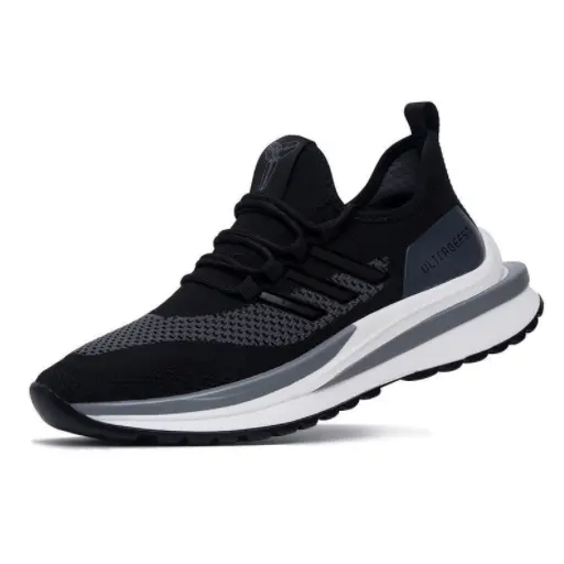Latest Design Summer Breathable Mesh Sneakers Black Running Sport Shoes for Men