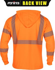 Magliette Riflettenti di Sicurezza Personalizzate ad Alta Visibilità con Maniche Lunghe e Cappuccio per Uomo, Lavori Edili, Classe ANSI 3, Cina - Product Image 3
