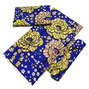 Grosir populer kain Ankara vertikal cetak lilin Afrika Batik 100% kain katun 6 yard untuk pakaian gaun wanita