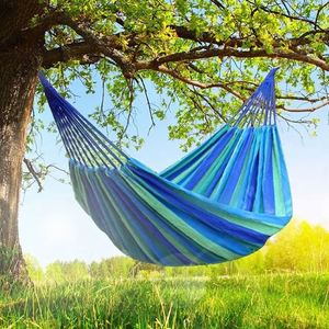 Hamaca Doble Plegable con Soporte de Acero Ajustable, Hamaca Portátil de Lona de Algodón para Acampar al Aire Libre - Product Image 2