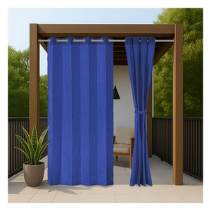 Rideaux d'extérieur haut de gamme bleu roi hydrofuges au design moderne et élégant pour patios et balcons stylés - Product Image 1