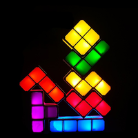 Lampe de table LED Tetris 7 couleurs en ABS, style moderne, blocs de construction, veilleuse lumineuse, alimentation USB tactile pour chambre et école