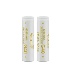 Good Performance Vapcell G40 INR21700 4000mAh 30A/45A Rechargeable Lithium ion Battery Cell White High Powerful For Flashlight