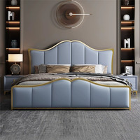 Bestseller Schlafzimmer-Möbelset Kingsize-Bett Luxuriöses Weißes Leder Modernes Heim- und Hotelbett Holz-Doppelbett Kingsize-Bettgestell