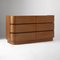 Commode à 6 tiroirs en bois de noyer de couleur moderne et durable pour la chambre à coucher