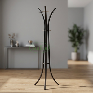 Modern Steel 6 Hook Powder Coated <b>Standing</b> Coat Rack Vertical Declutter Hotel Living Room Bedroom Dining Home Furniture - Product Image 3