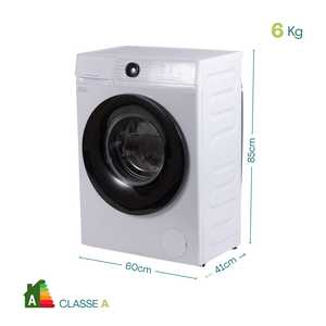 Lavadora de Carga Frontal de 6 Kg, Tambor de Acero Inoxidable Blanco, Puerta de Vidrio, 60x41x85 Cm - Product Image 2