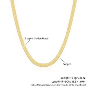 Set di braccialetti di collana in oro semplice con catena piatta in oro e rame di moda Set di gioielli con catena in osso di serpente popolare - Product Image 6
