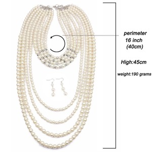 Set <span class=keywords><strong>Collana</strong></span> e Orecchini Placcati Oro con <span class=keywords><strong>Perle</strong></span>, <span class=keywords><strong>Collana</strong></span> <span class=keywords><strong>Lunga</strong></span> a Catena con <span class=keywords><strong>Perle</strong></span> <span class=keywords><strong>Finte</strong></span> e Grappoli <span class=keywords><strong>di</strong></span> Perline Stile Flapper, Girocollo per Fidanzamento - Product Image 4