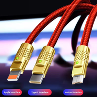 Câble de charge super rapide 3 en 1 tressé robuste 200W USB Type C Micro pour iPhone 14 13 12 11 Pro Max Android