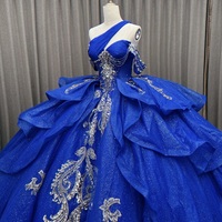 Robe de bal de Quinceañera bleue à sequins, longueur ras du sol, avec appliques dorées, style mexicain, pour Sweet 16, Vestidos De 15 Anos, grande taille, en dentelle naturelle