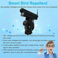 360 °   Répulsif à oiseaux automatique à lumière laser AI, IP65, contrôle intelligent par application, laser programmable
