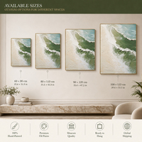 Peinture à l'huile abstraite Surf Crash sur toile, Sable Blanc Mousse Vague Verte, Taille personnalisée, Vente en gros directement du fabricant d'art