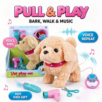 Jouet chien Golden Retriever électrique en peluche à tirer, chiot marcheur, ensemble de jeu musical répétitif pour enfants, cadeau pour le toilettage des animaux de compagnie - Vente chaude