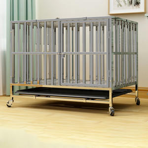 Gabbia per Cani in Acciaio Inox Personalizzata 94*64*81cm per Interni con Vassoio Inferiore in Plastica e Ruote Universali Economica - Product Image 1