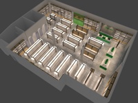 Solution de rayonnage pour supermarché et boutique à prix réduits (Miniso) avec conception de plan de présentation et dessin 3D