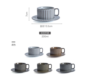 Tazza da caffè in ceramica grigio Vintage francese Set da 6 once tazza da 200ml tazza da tè e piatto - Product Image 6