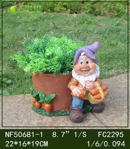 Statue de gnome de <span class=keywords><strong>jardin</strong></span> mignonne <span class=keywords><strong>en</strong></span> magnésie de 57,5 cm avec deux pots de fleurs, imperméable, faite à la main, écologique, Art Déco, ornement extérieur - Product Image 5