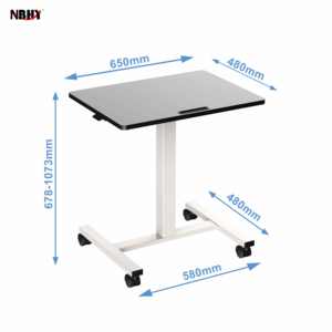 Table mobile à hauteur réglable Bureau pneumatique avec roues Table assise à colonne unique avec ressort à gaz - Product Image 2