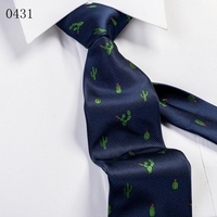 Cravate en polyester tissé vert marine à motifs tournesol, rose, cactus, palmier, accessoire pour homme pour fête de jardin, cravate OEM