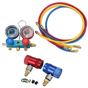 R1234yf Refrigerant Dual Valve <b>Gauge</b> Aluminum Alloy Car Air Conditioning Filler Pressure <b>Gauge</b> Low High Control - Product Image 3
