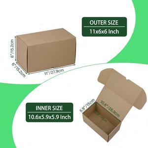 Boîtes d'expédition 11x6x6 pouces, boîte en carton ondulé brun, emballage pour envoi postal, pour l'emballage des petites entreprises - Product Image 3