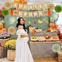 Ensemble de décoration pour baby shower, produit localement |   Marché des agriculteurs avec bannières, pompons et lanternes en papier de production locale pour la décoration de fête