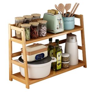 Factory Direct Bamboo <b>Kitchen</b> Storage <b>Shelf</b> Spice Jars Storage Bamboo Spice Rack Organizer - Product Image 3