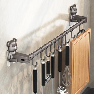 Support mural rotatif pour cuisine, sans perçage, pour cuillères, spatules et ustensiles, intervalle de 50 mm - Product Image 2