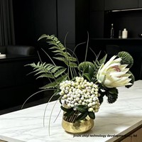 Buket Hydrangea Sutra Buatan Tangan, Rangkaian Bunga Realistis, Bunga Palsu Dekoratif untuk Ruang Tamu dan Meja Makan