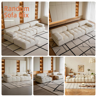 Sofá Modular Seccional en Forma de L Tapizado en Terciopelo Sherpa Marrón Rosado, Estilo Moderno, con Cojín Extensible Tipo Burbuja