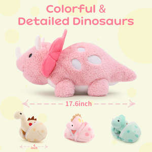 En stock, ensemble de jouets en peluche Triceratops rose pâle pour maman et bébé, dinosaure en peluche, cadeau pour l'anniversaire d'un enfant, décoration de chambre d'enfant - Product Image 4