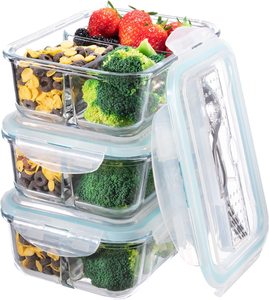 Promotional Newly Hinged Locking lids Glass Lunch Box Kitchen Home Glass Glassware Meal-Prep glass containers for food storage