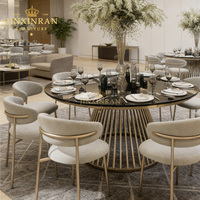 Table de salle à manger ronde en acier inoxydable de haute qualité avec plateau en marbre pour événements et fêtes
