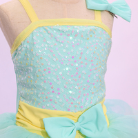 Costume de danse pour filles, robe de tutu de ballet à paillettes vert menthe, tulle superposé, performance sur scène