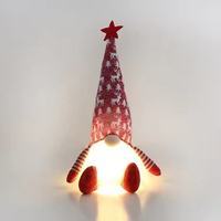 Statue de gnome de Noël en tissu avec lumières LED intégrées, chapeau à motif de renne, décoration de fête d'intérieur, vente en gros