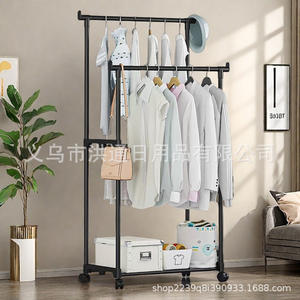 Perchero de ropa, colgador de ropa colgante a prueba de polvo de Metal, estante de secado de ropa integrado para zapatos y sombreros con almacenamiento multicompartimento - Product Image 5