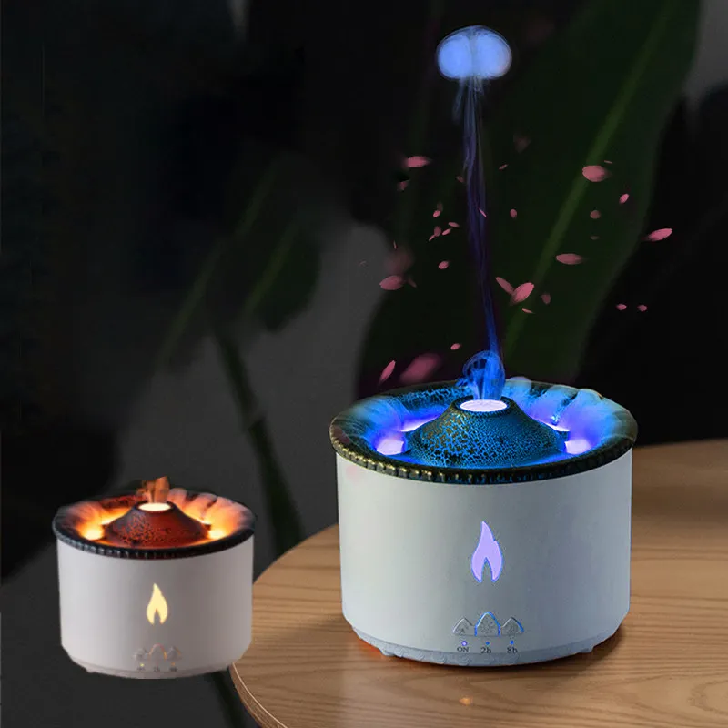 Hot Sale New Product 360ml White Ultrasonic Home Cool Nano Mist Maker Air Humidifier Essential Oil Vocano Flame Aroma Diffuser