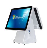 Sistema POS Todo en Uno con Pantalla Táctil Dual de 15.6 Pulgadas, Impresora de Tickets Integrada de 80 mm y Pantalla para Clientes de 11.6 Pulgadas para Hostelería