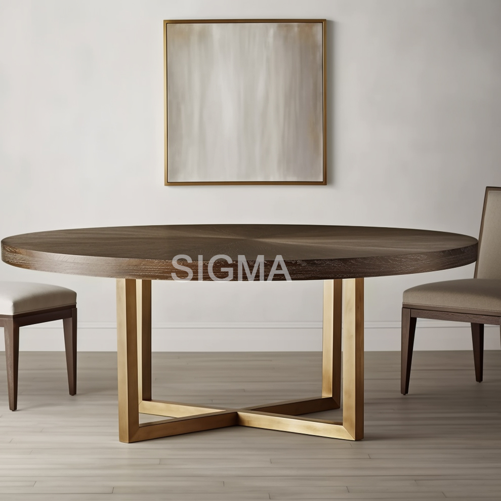 Modern Solid Wood Dining Table Round Oak Table Dining Room Furniture