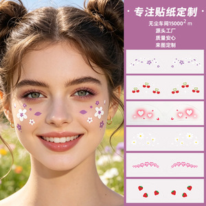Pegatina de Tatuaje Temporal con Impresión Digital, Diseño de Corazones, Flores y Caras, de 1 a 3 Semanas de Duración, Talla Única - Product Image 1