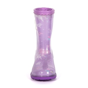 Botas Impermeables de PVC con Estampado Floral Morado, con Suela Suave Antideslizante, Ligeras, de Media Pantorrilla, para la Lluvia - Product Image 4
