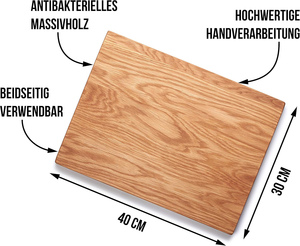 <span class=keywords><strong>Planche</strong></span> à découper en bois de chêne de qualité supérieure avec design en bloc de boucher, logo laser, durable et durable pour une utilisation professionnelle en cuisine - Product Image 2