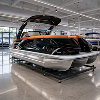 Bateau ponton de luxe S-22A en aluminium, 12 places, arche sportive électrique, console premium pour croisière familiale et loisirs