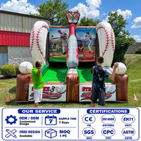 Château gonflable commercial double station avec toboggan en PVC, jeu de carnaval géant Strike Zone Home Run Derby pour événements et fêtes en extérieur