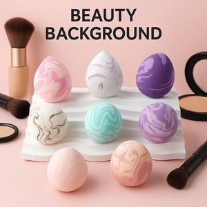 Éponge de maquillage bicolore noir et blanc, logo personnalisé en relief, super douce, sans latex, marque privée OEM, applicateur de fond de teint - Product Image 4