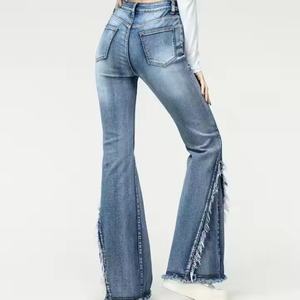 Jeans de Algodón Lavado de Pierna Recta Personalizables OEM, Pantalones Vaqueros Casuales de Verano, Ajustados, Vintage, Transpirables, para Mujer - Product Image 3